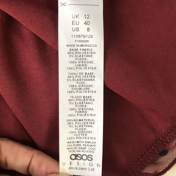 ASOS DESIGN flocked Burgundy Black Polka Dot ruched sleeve romper Size 8 - Picture 7 of 13